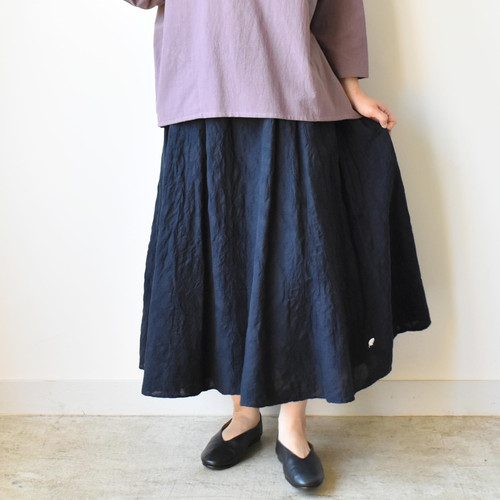 美品★ JURGENLEHL★綿　麻　カットオフ　スカート シルク和紙デニムラップスカート(ミモレ丈スカート) | Sybilla