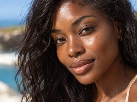 Sunlit Coastal Beauty Portrait — Marian Hanna skincare editorial