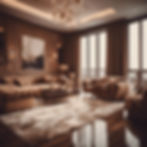 Create top of the line luxury residential apartment being cleaned with brown aesthetic fil