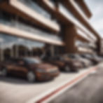 Create a car dealership next to an apartment complex brown aesthetic .jpg