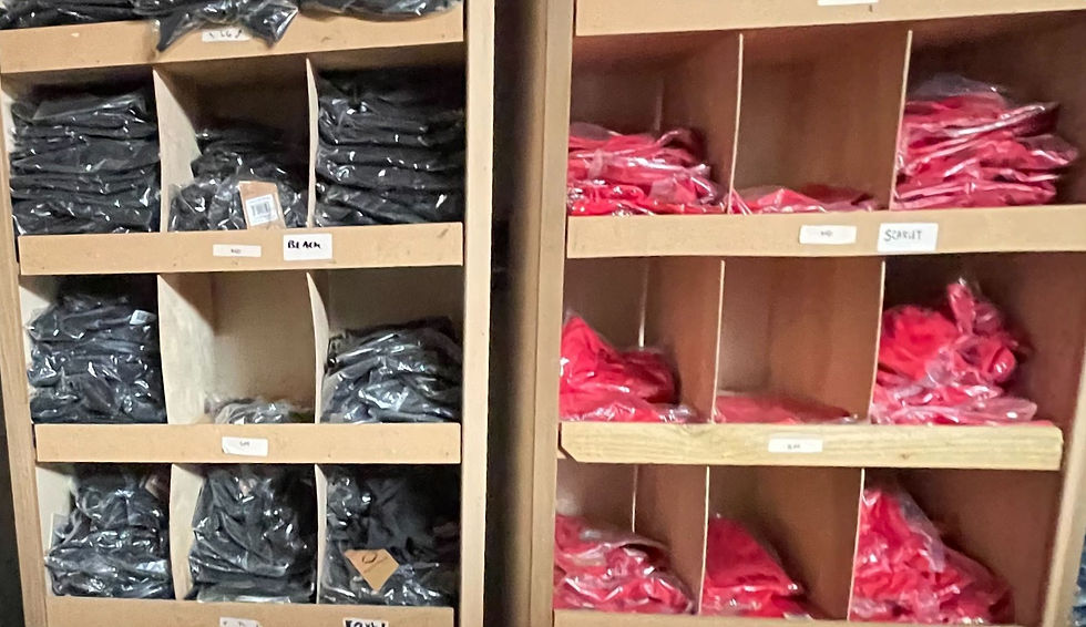 apparel on shelves