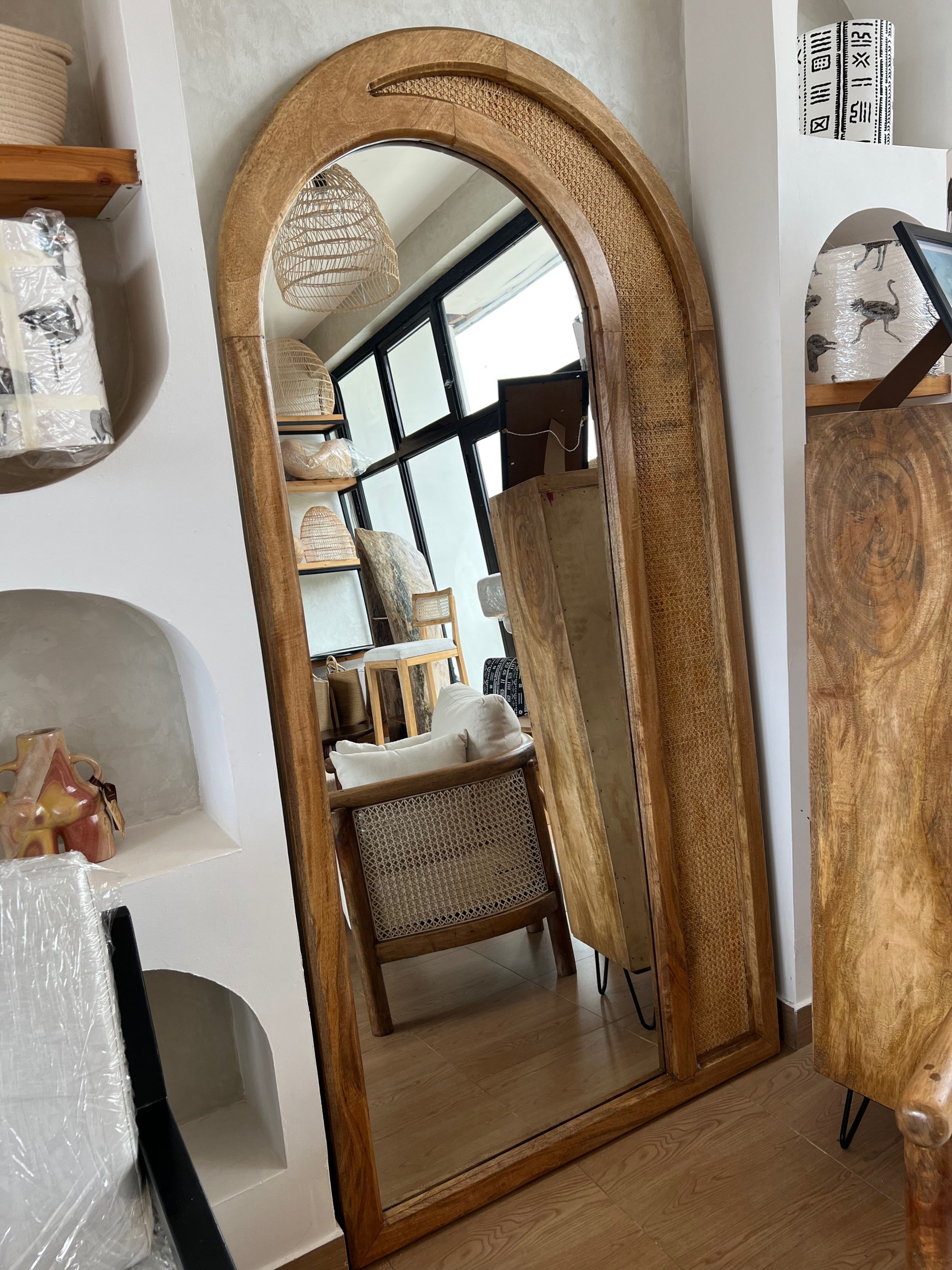 Rattan mirror