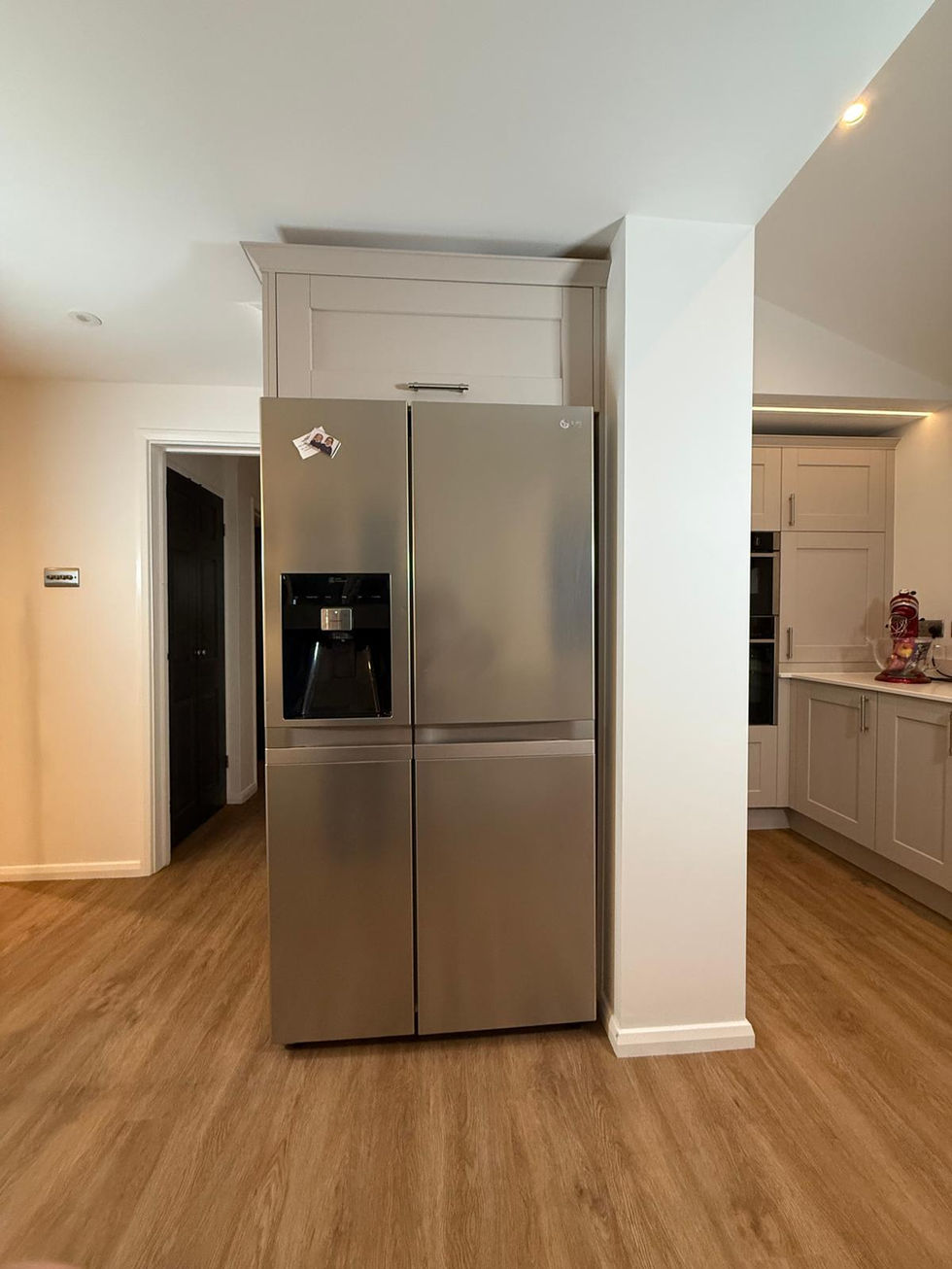 Storage around American fridge