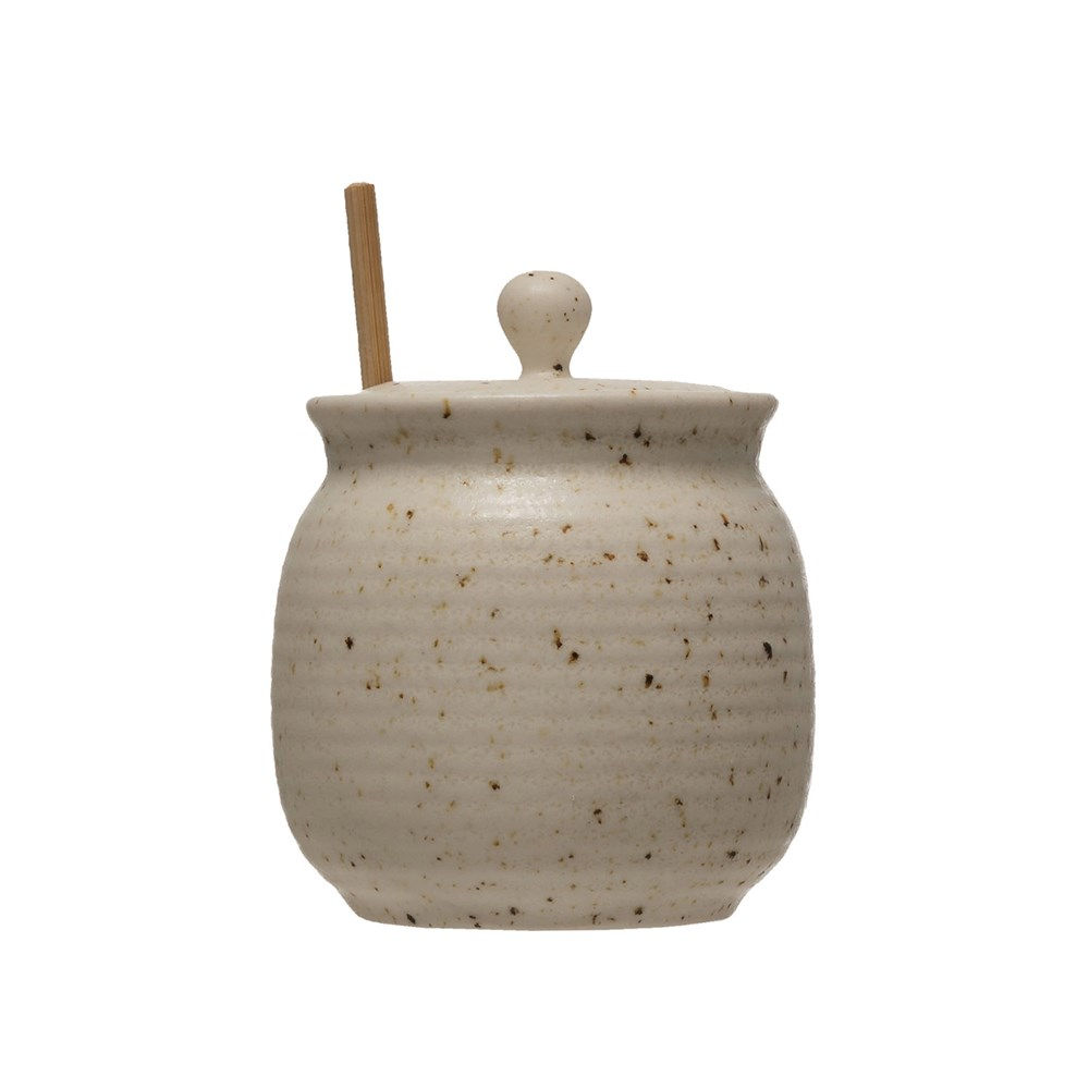 Natural Stoneware Honey Jar
