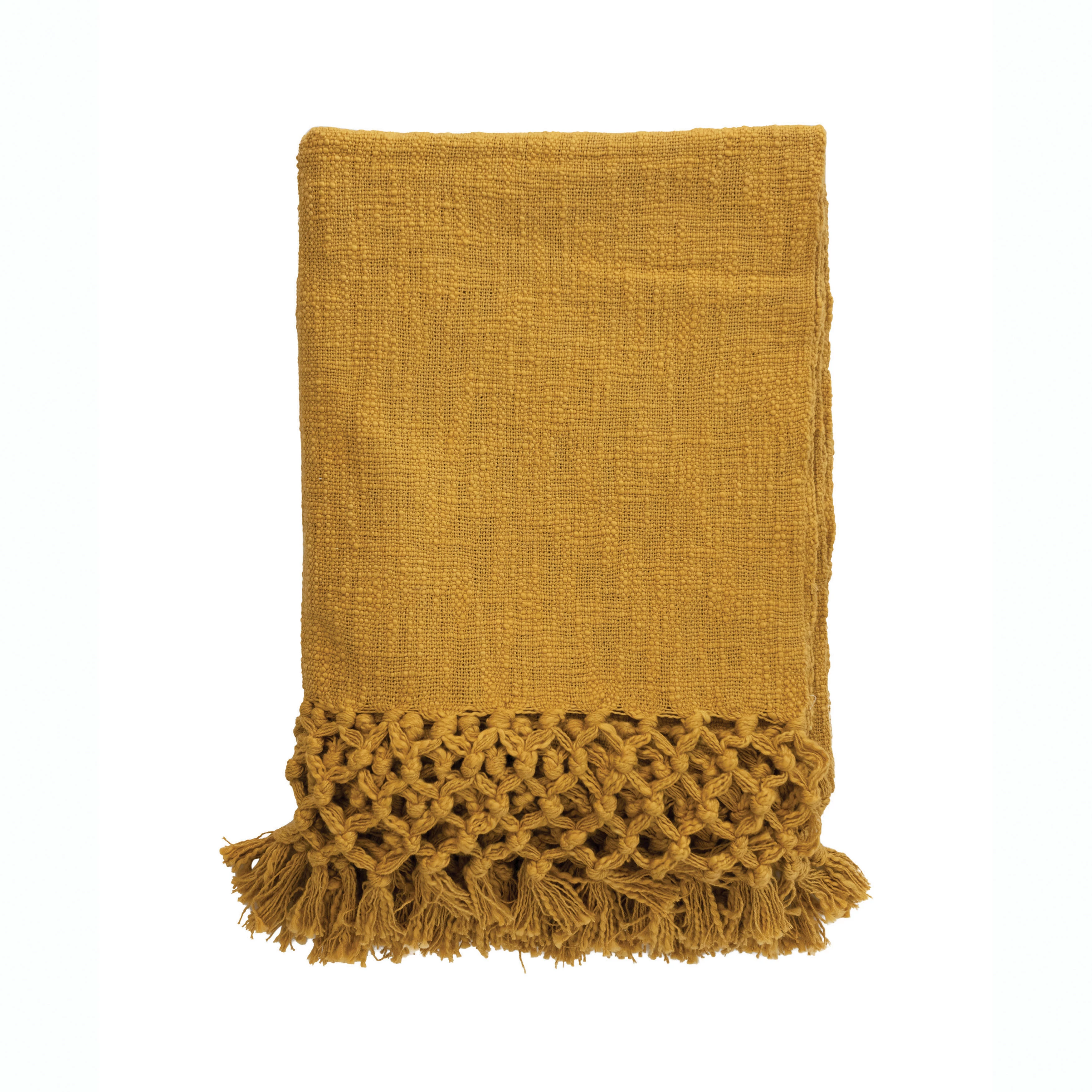 Cotton Knit Throw - Mustard