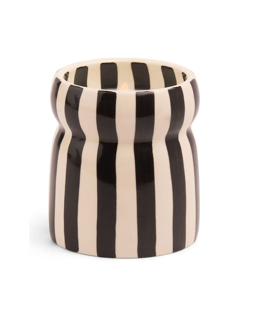 Thumbnail: Lava Stone Black Striped Ceramic Candle 6.5 oz