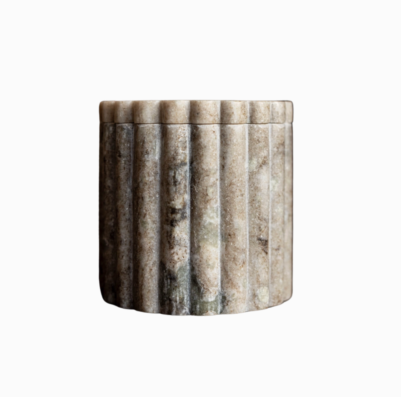 Beige Marble Fluted Jar
