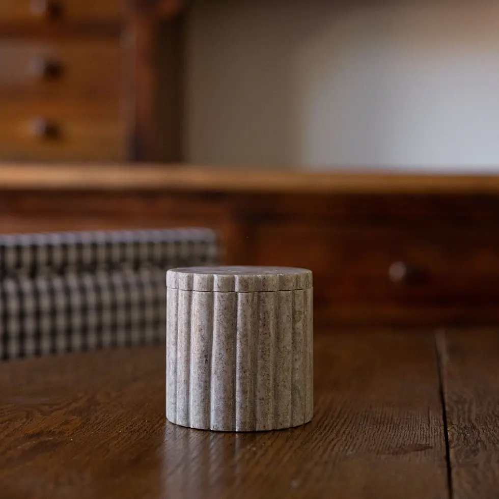 Thumbnail: Beige Marble Fluted Jar