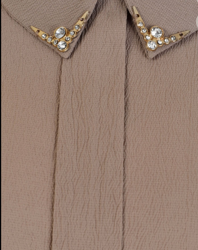 elegant crinckle one piece lose comfortable tunic with sparkling collar