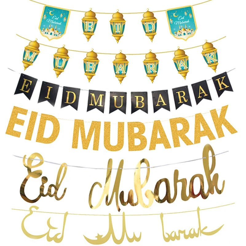 Glitter Star and Moon Eid Mubarak Banner| Eid, Hajj |Ramadan Celebrations