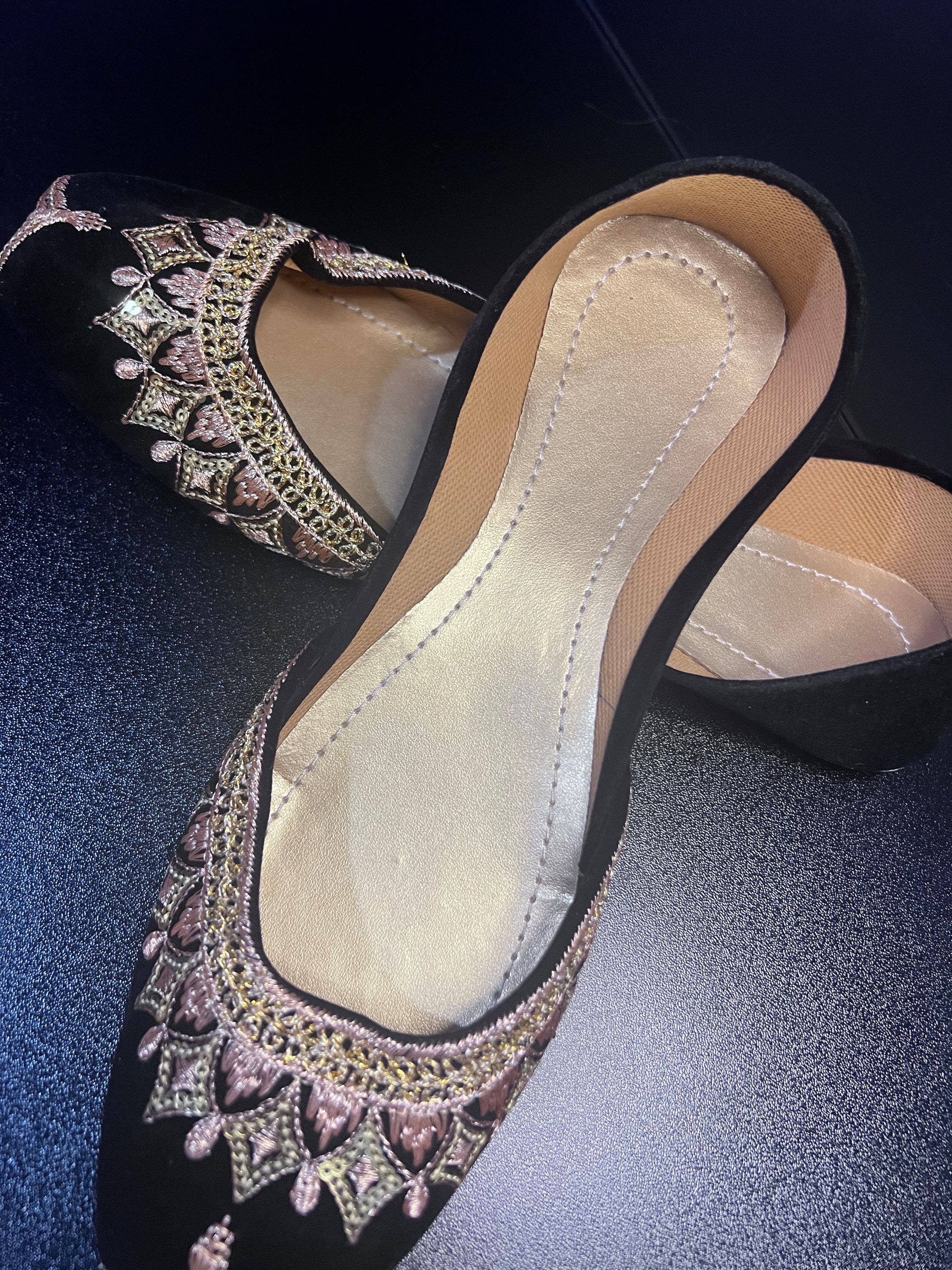 Golden Citadel: Size 10 Shaleel with Beige Embroidery and Metallic Gold Accents