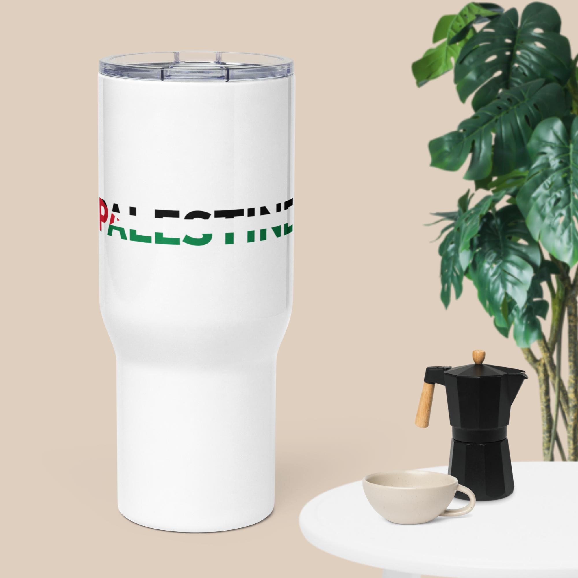 Harmony in White Inspired by Palestine Tumblerwith a handle