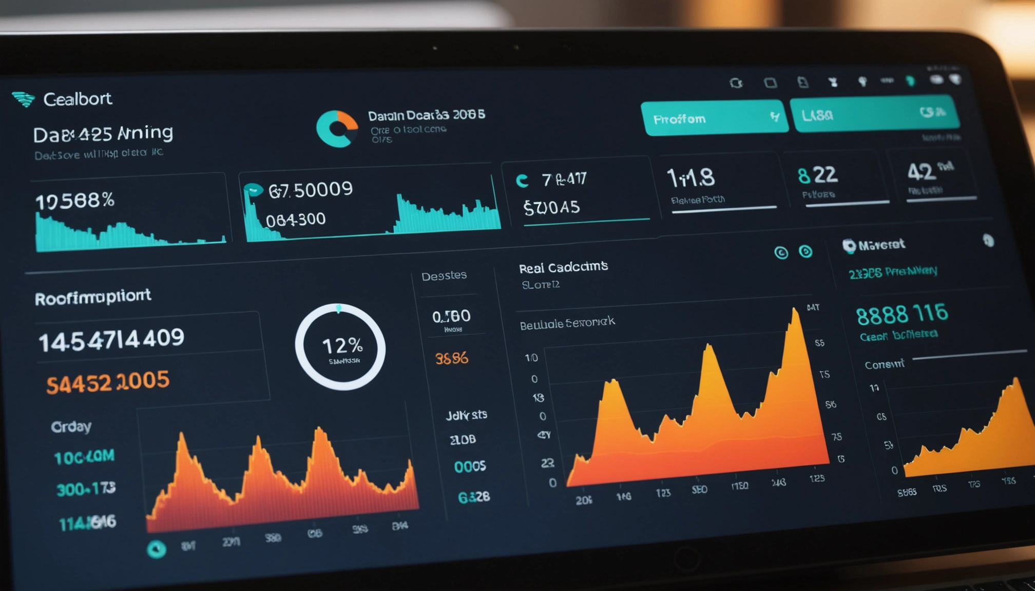 Close-up view of a modern digital dashboard summarizing website performance