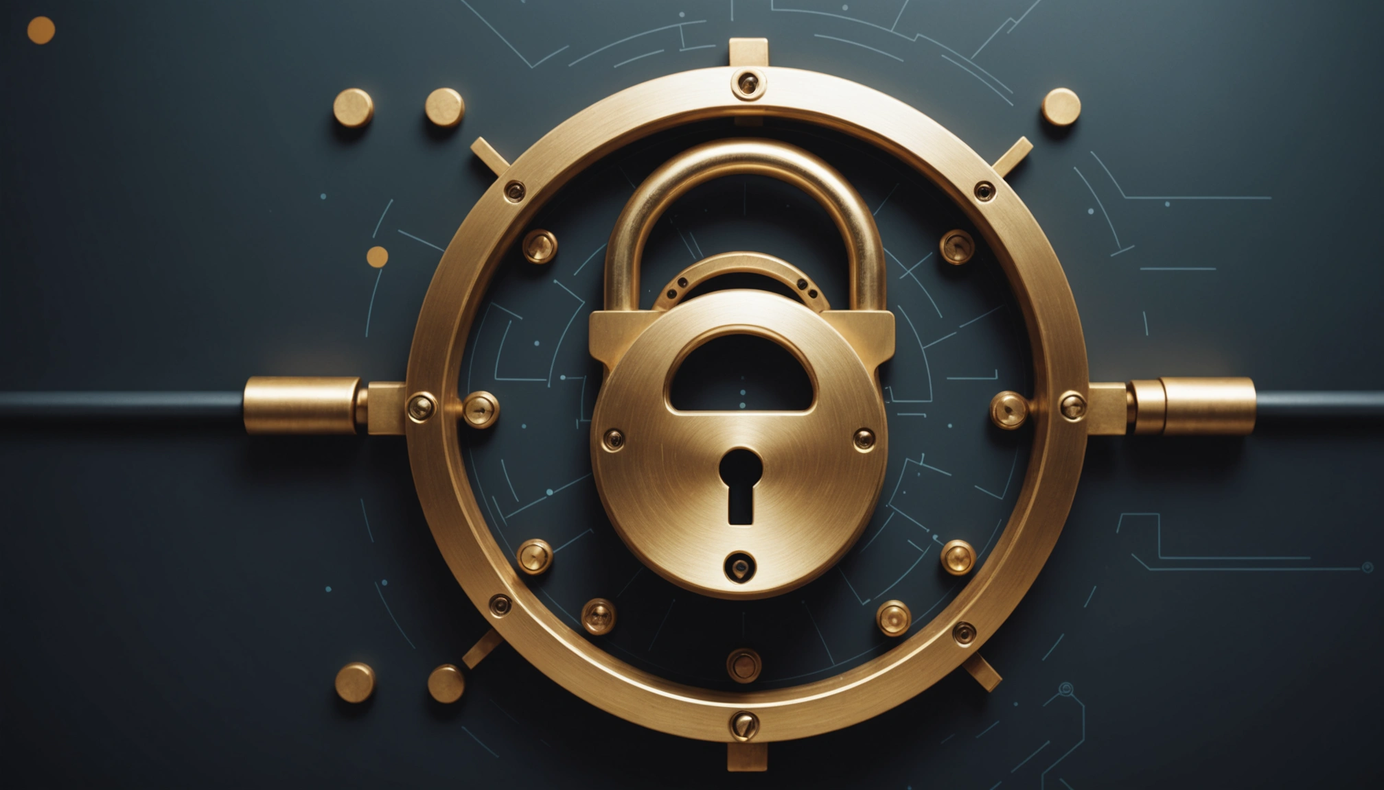 Eye-level view of an abstract lock symbol on a digital interface
