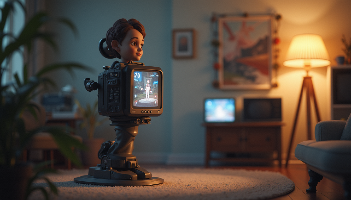 High angle view of a digital animation studio with advanced motion capture equipment