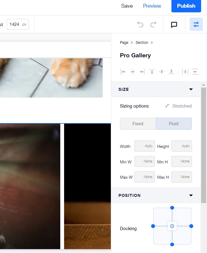 WIX Editor X Inspector Panel