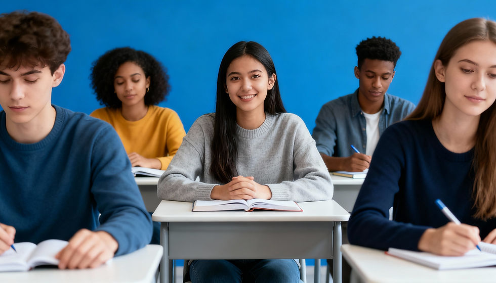 Illustration representing the course Academic English Advanced - B2-C1 in a modern educational setting.
