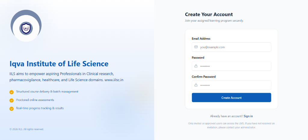 Controlled account creation for invited learners
