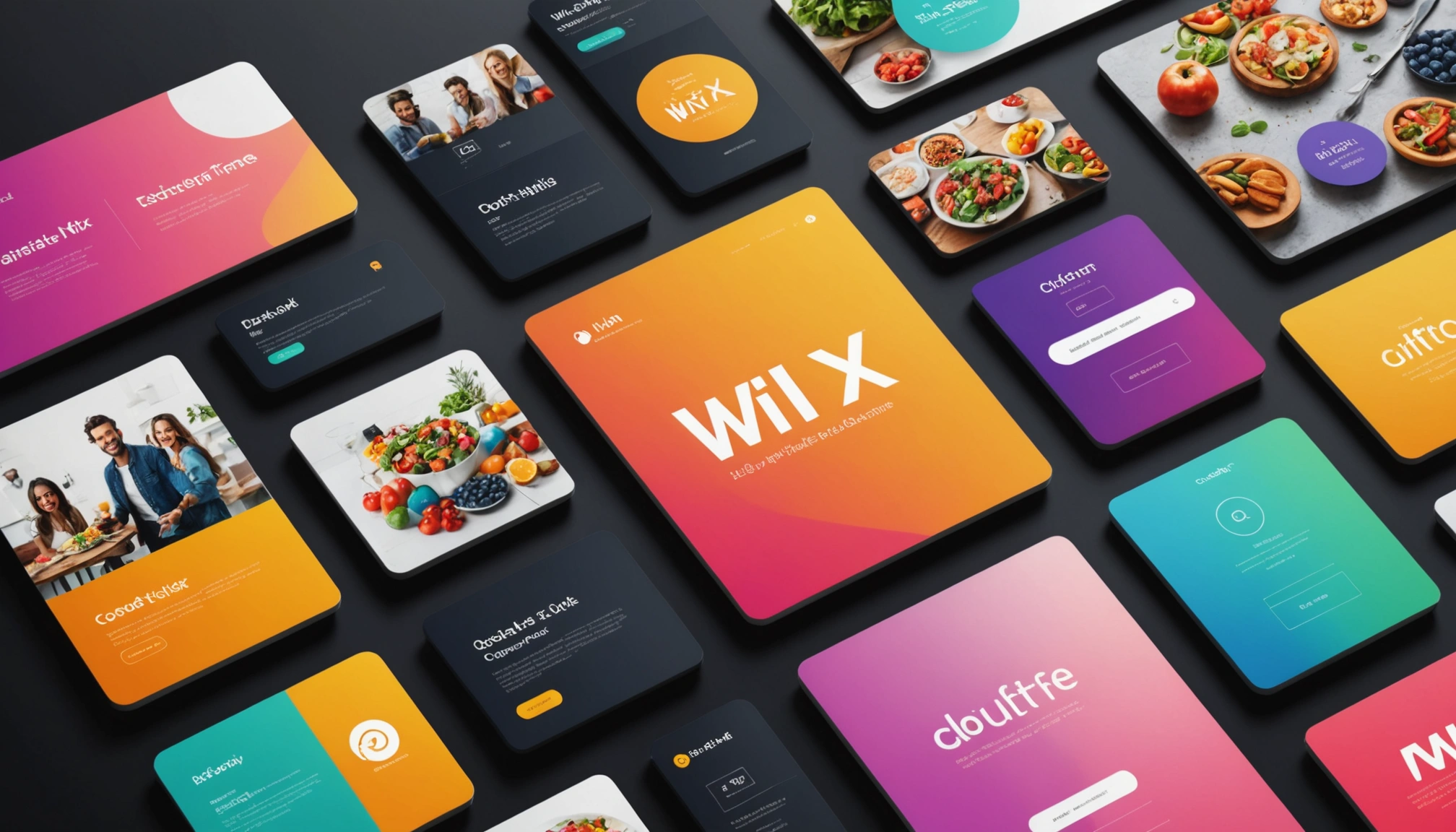 Eye-level view of colorful Wix template options