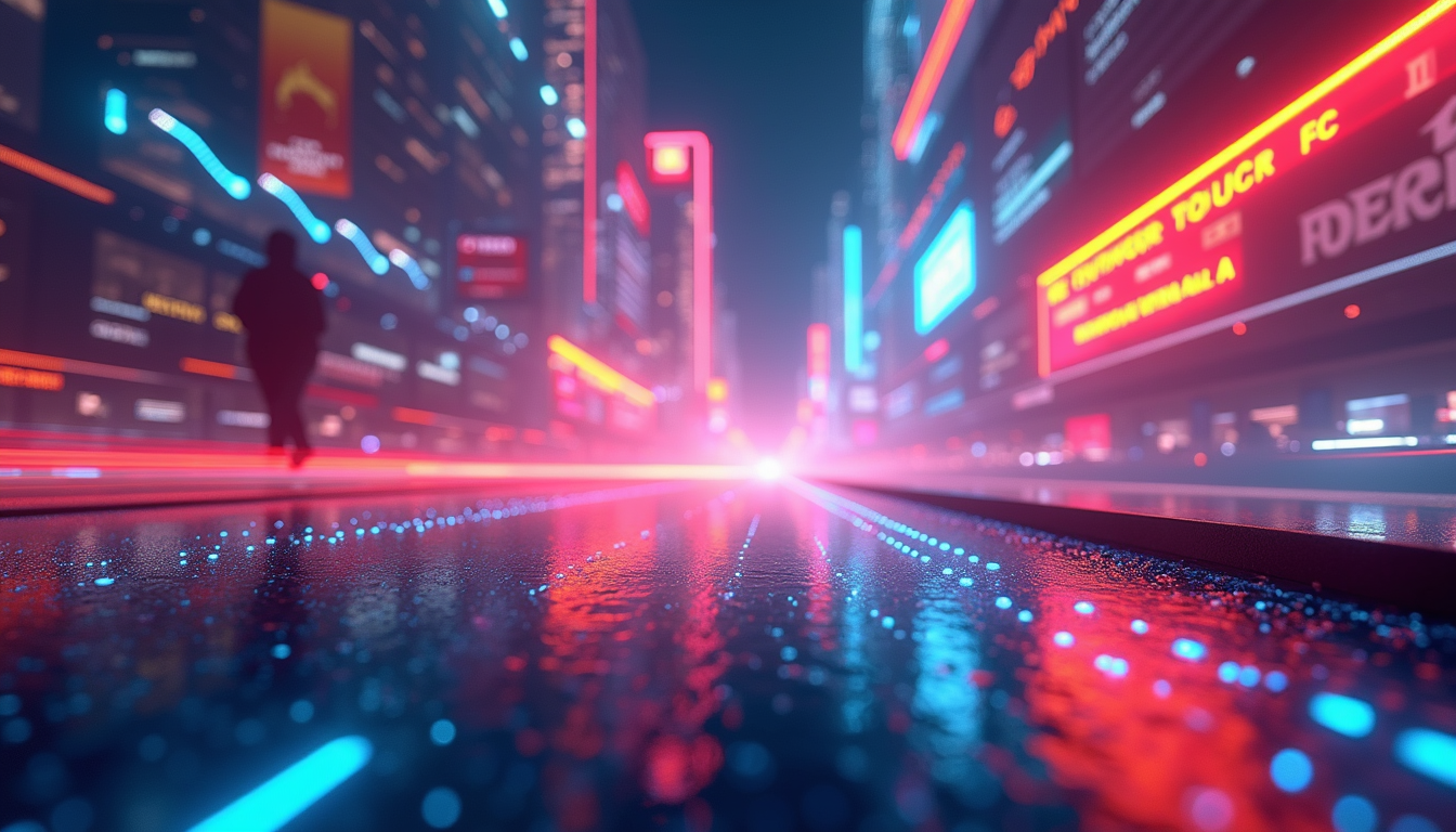 High angle view of a vibrant generative animation display