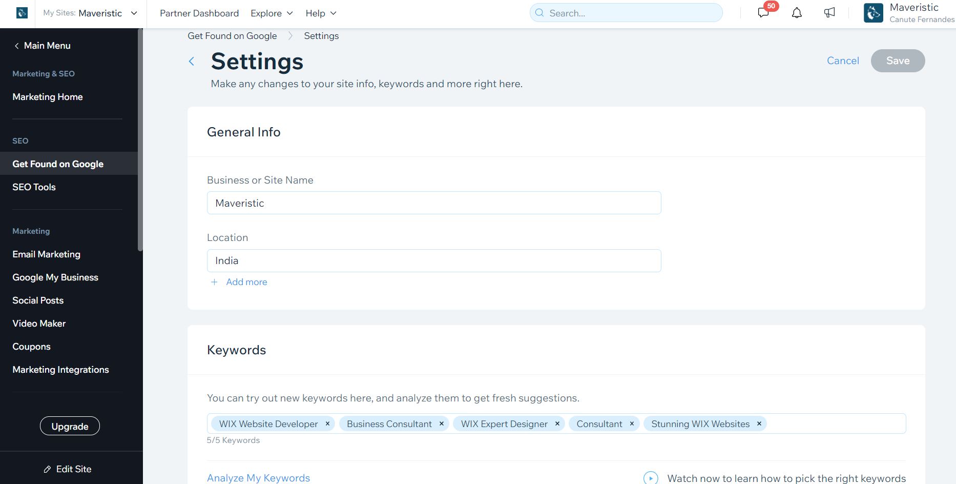 Choose only relevant keywords