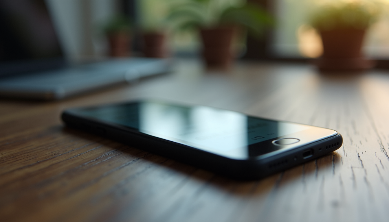 Close-up view of a smartphone with a responsive website displayed