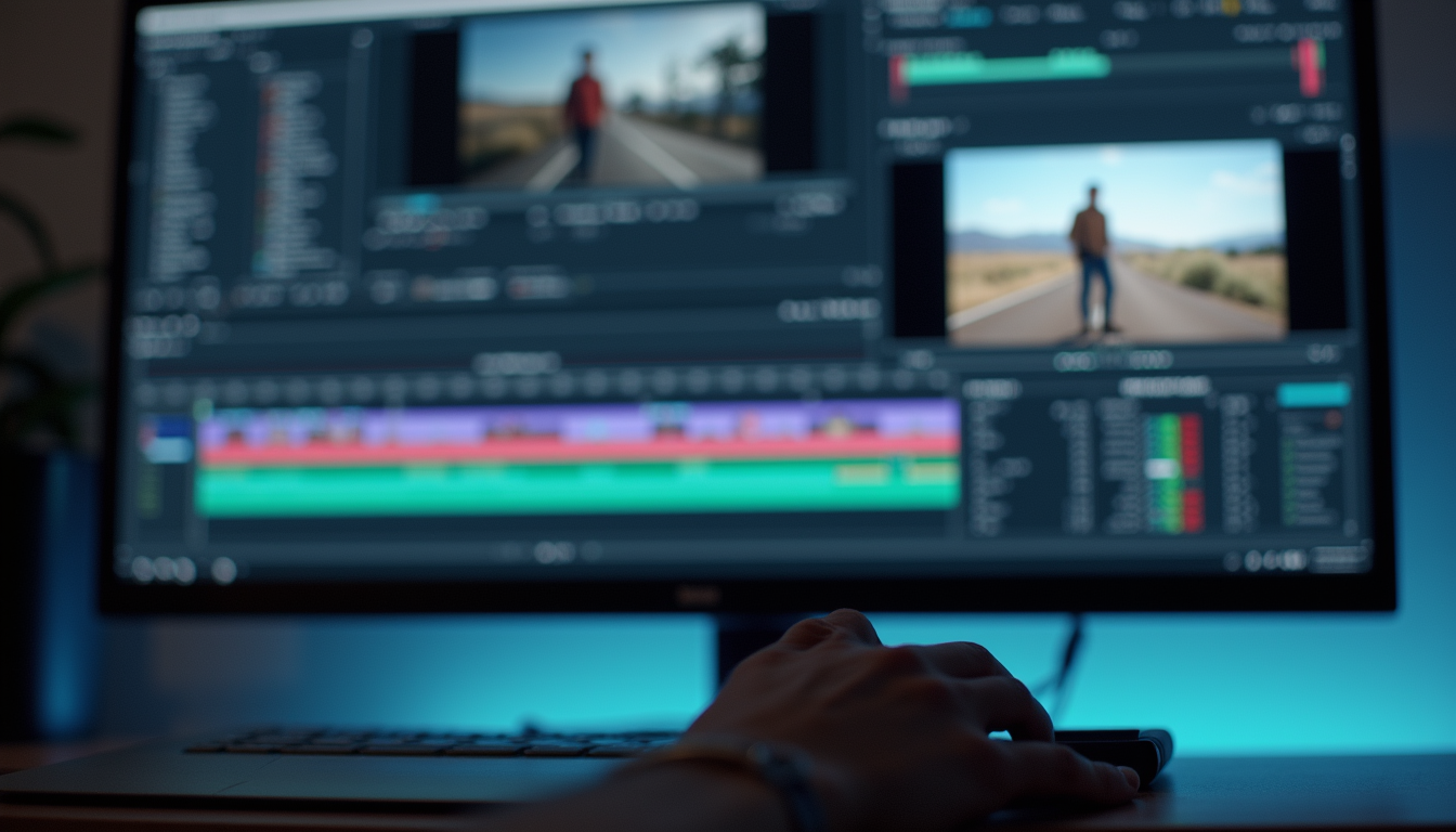 Eye-level view of a modern video editing software interface
