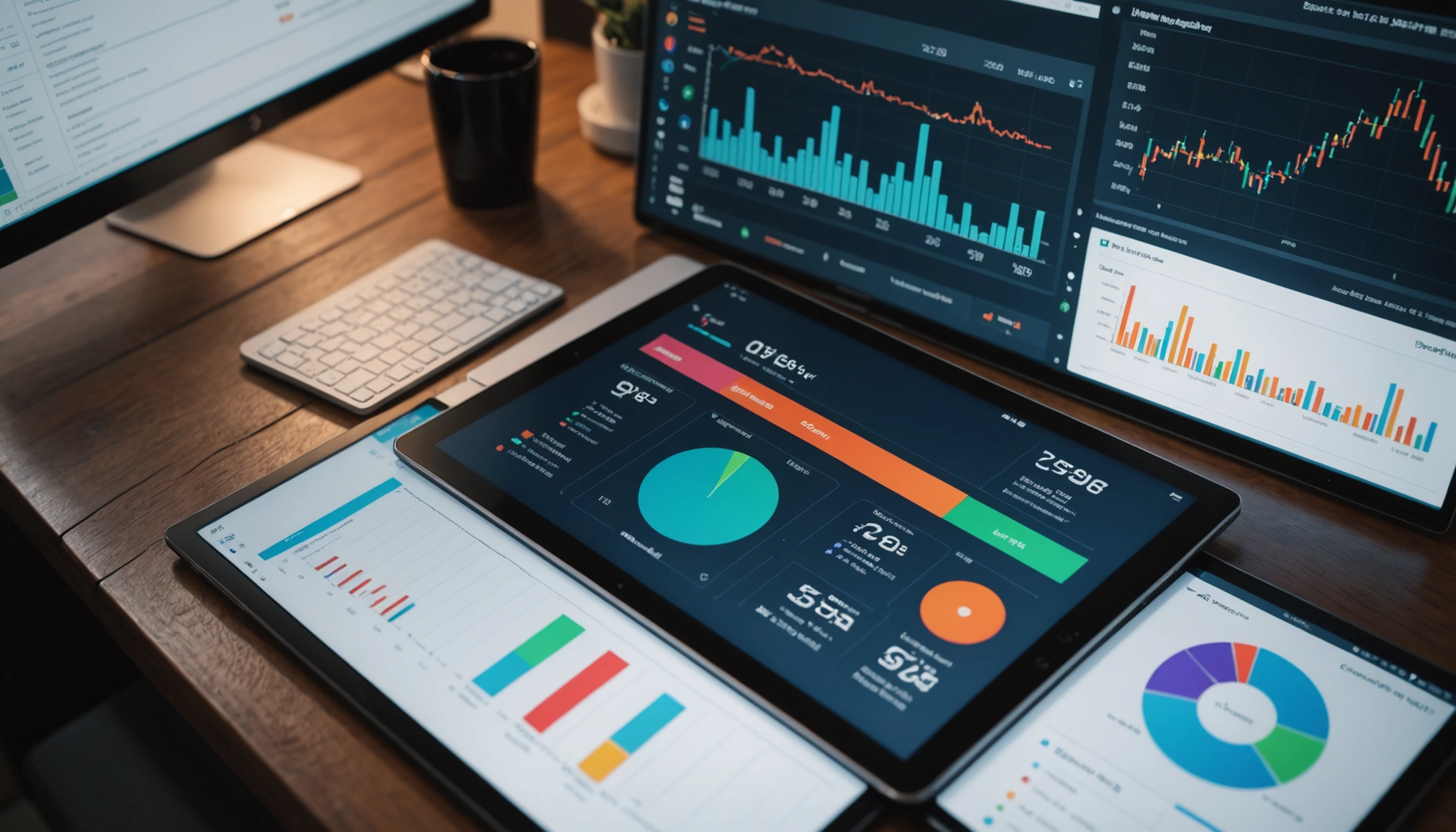 High-angle view of an analytics dashboard revealing user engagement data