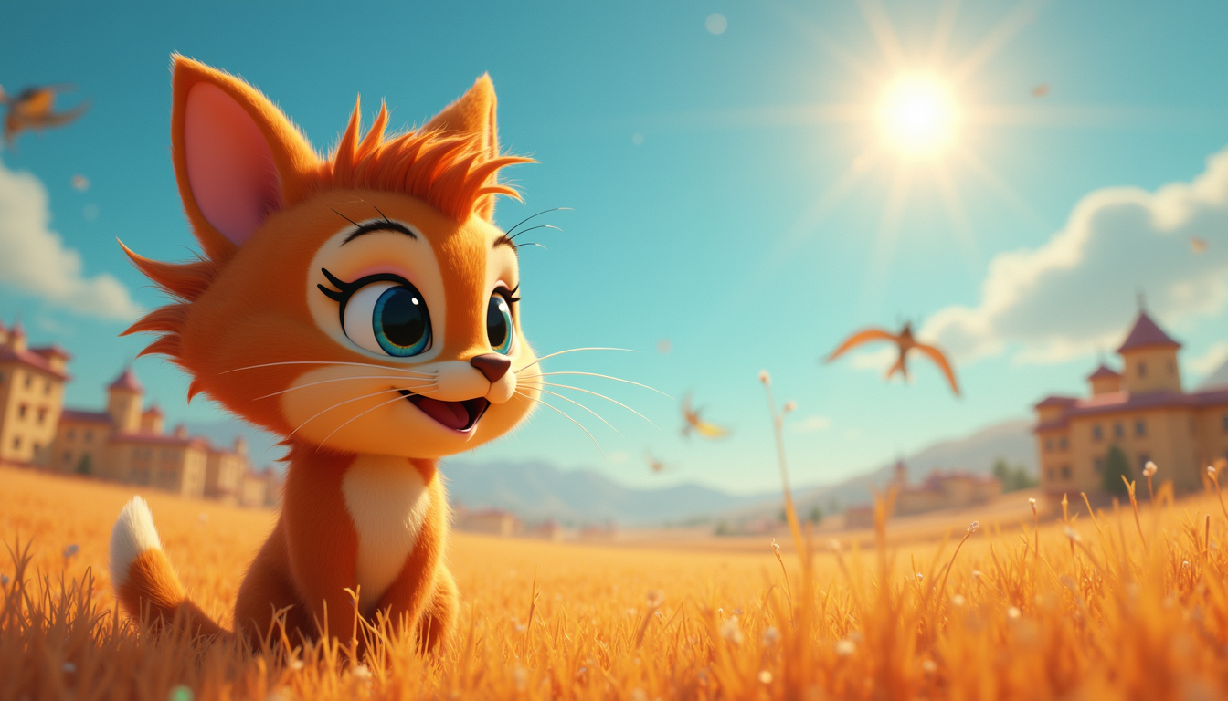 Eye-level view of a vibrant animated character design on a digital canvas