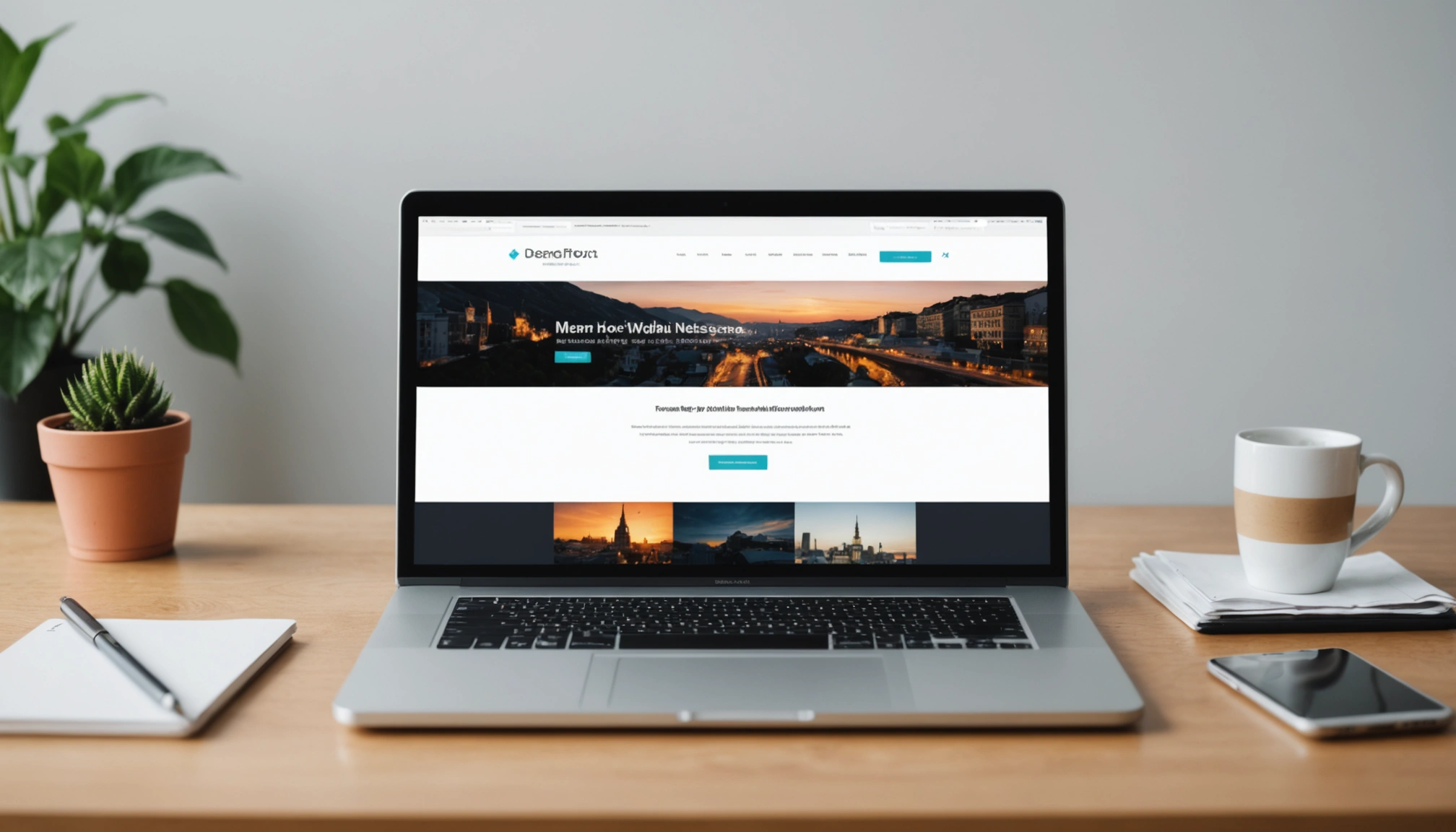 Close-up view of a minimalist website layout