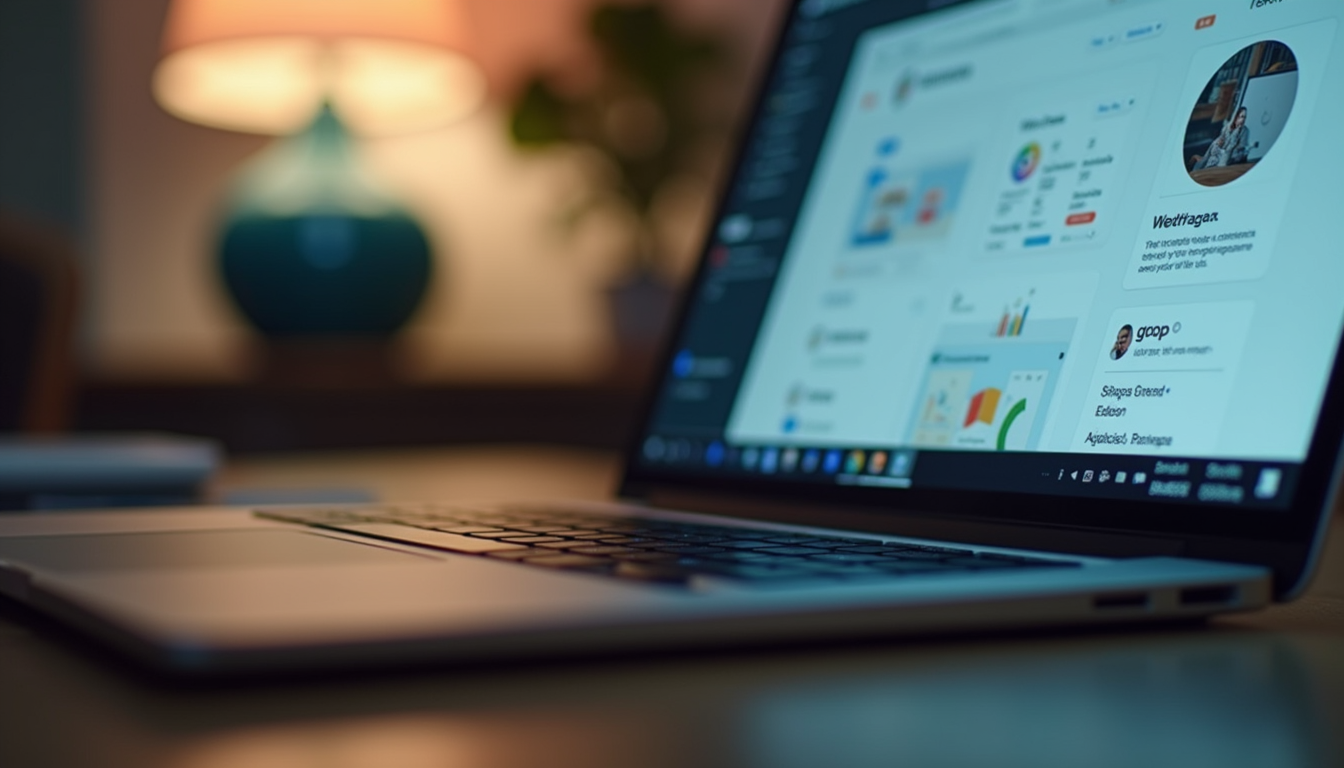Close-up view of a laptop screen showing a user-friendly design tool interface