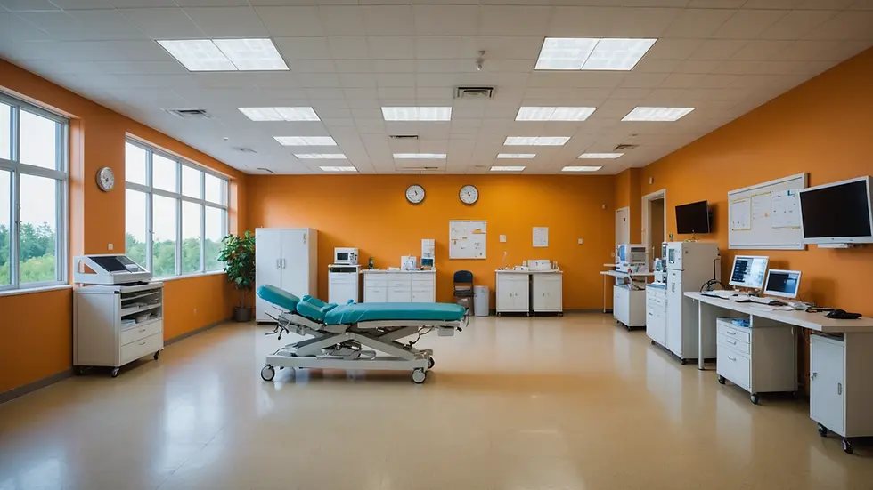 Wide angle view of a healthcare facility