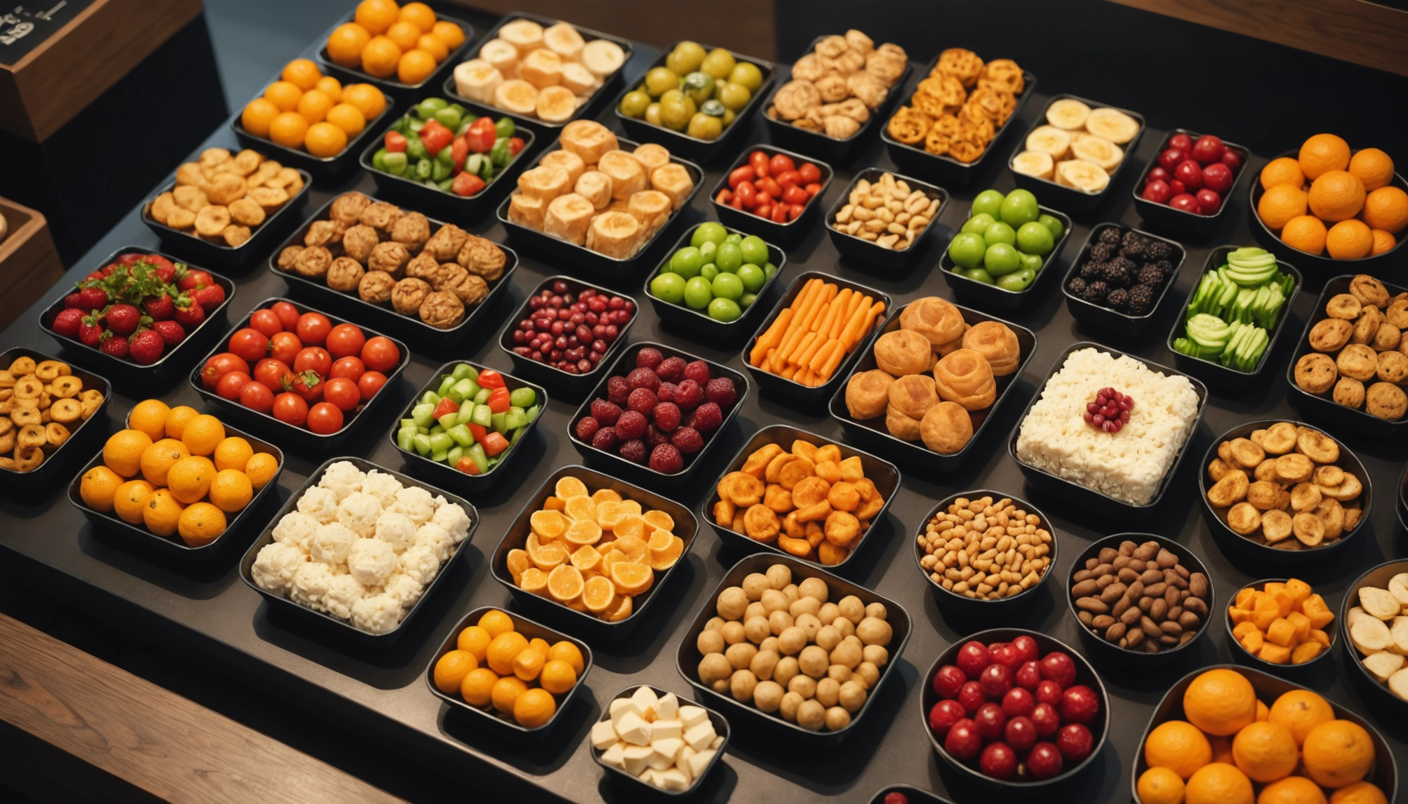 High angle view of beautifully arranged product display