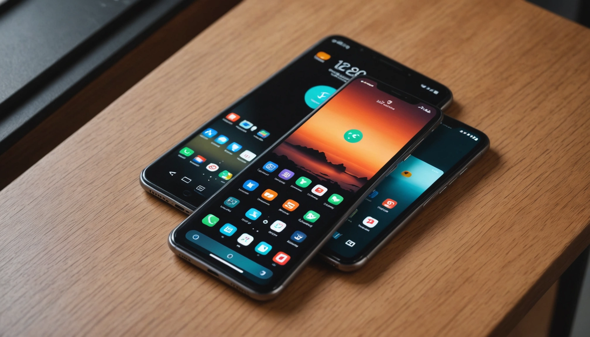 High angle view of a smartphone displaying a responsive design