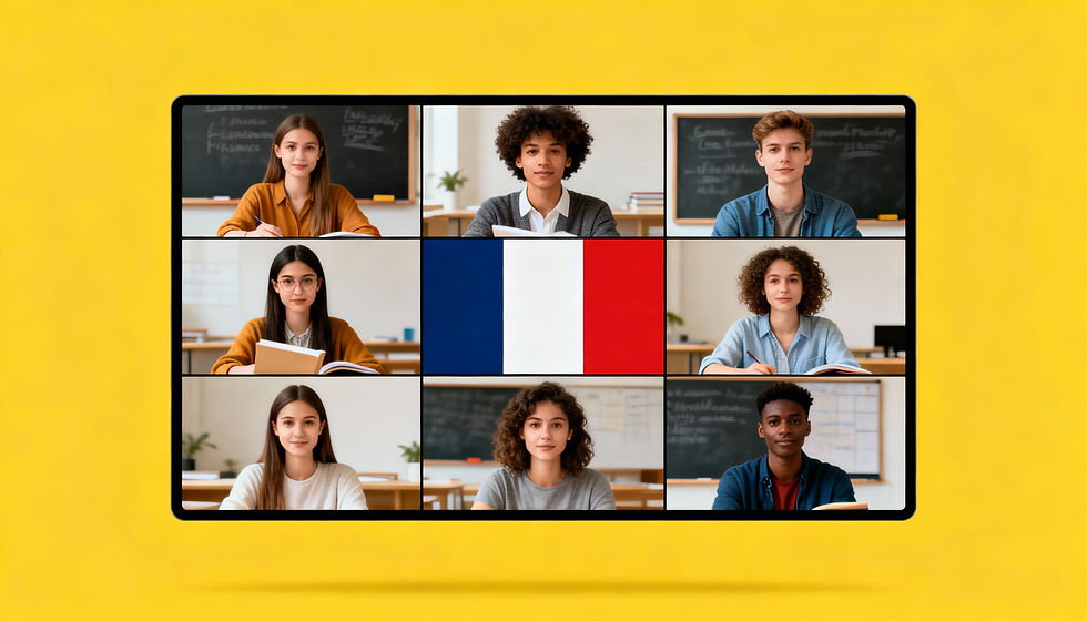 Illustration representing the course Online French in a modern educational setting.