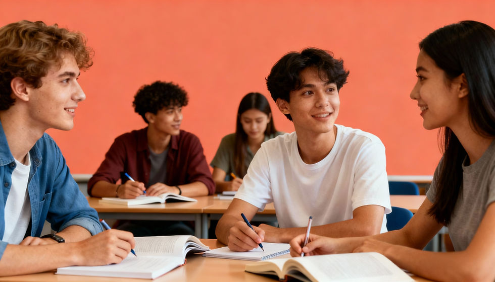 Illustration representing the course General English - B2 in a modern educational setting.