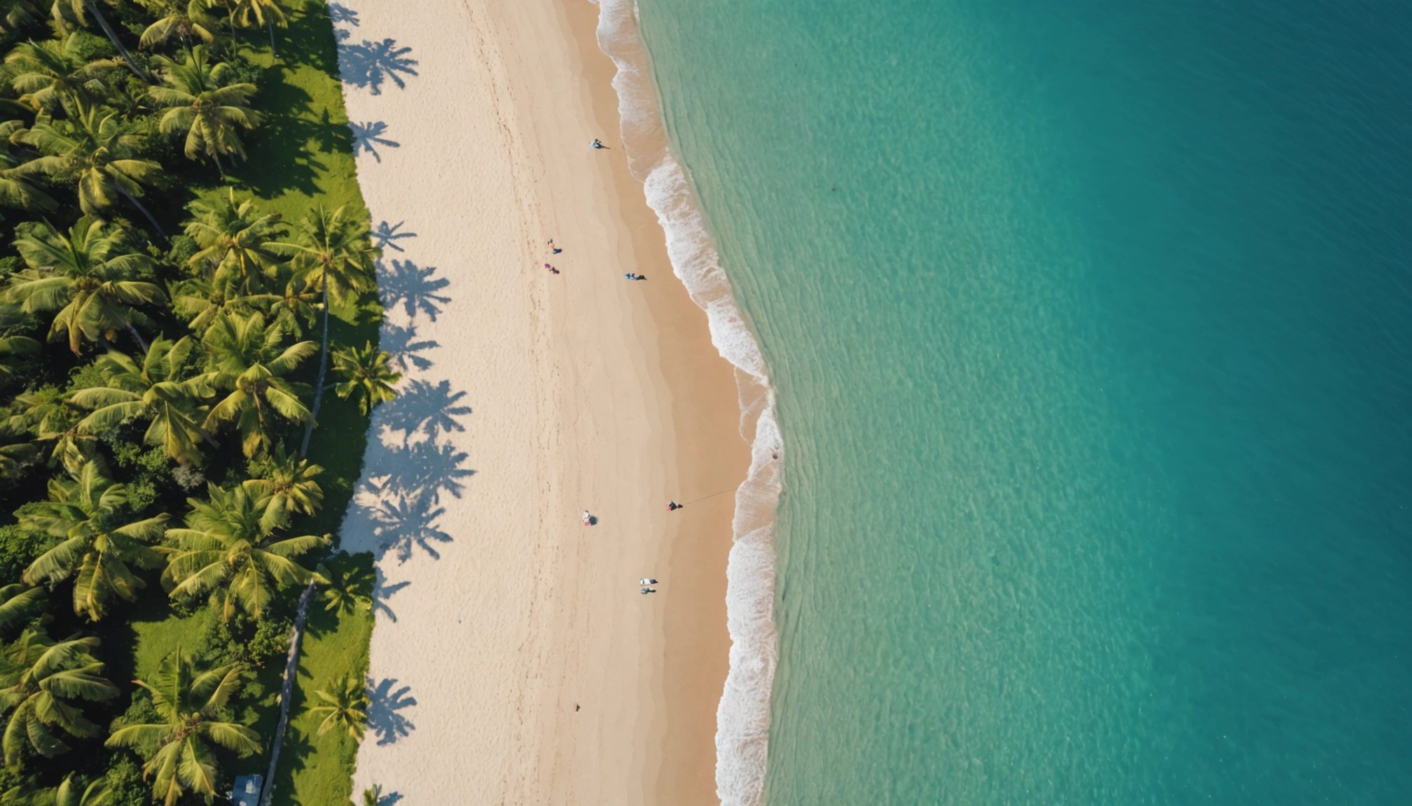 High angle view of a tranquil beach scene