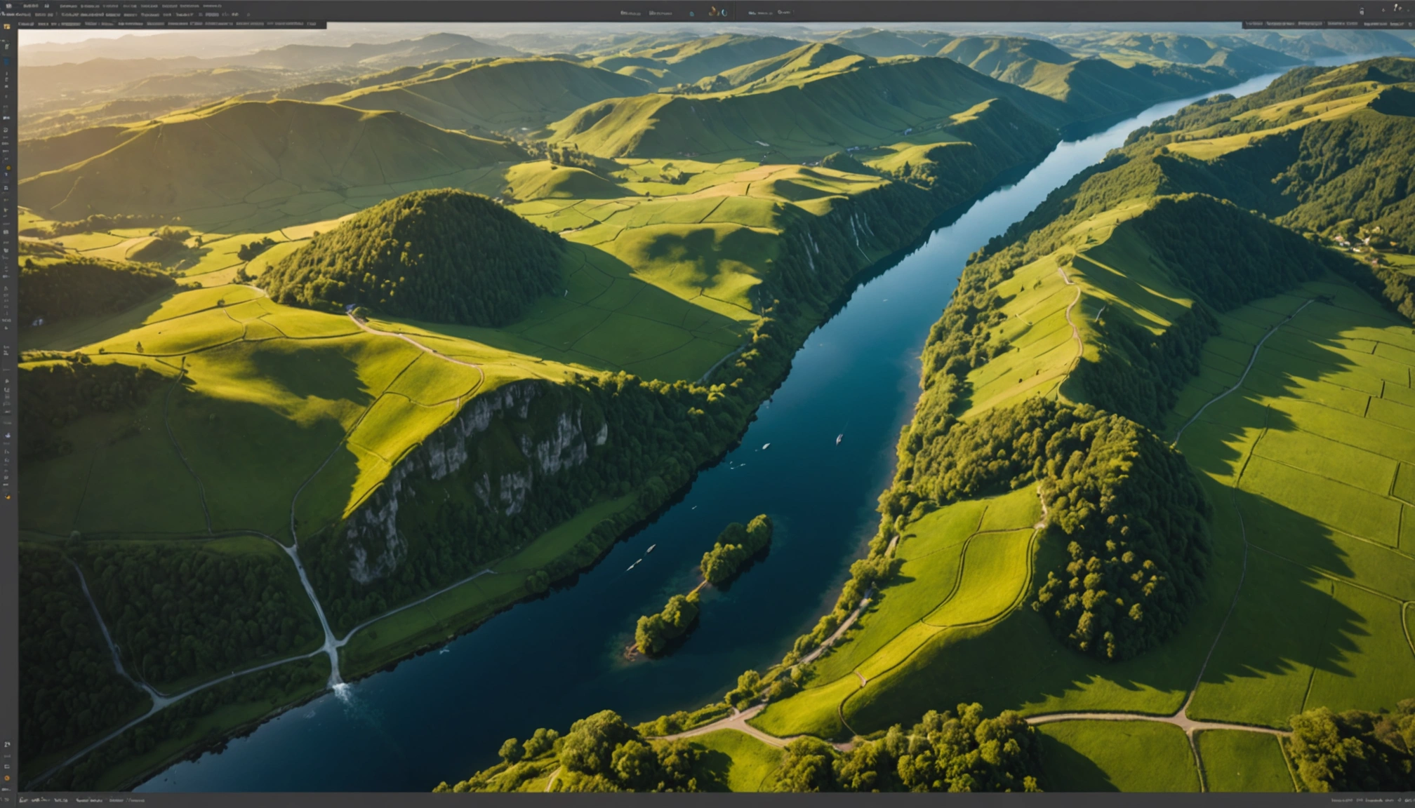 High angle view of an advanced image editing interface showing enhanced visuals
