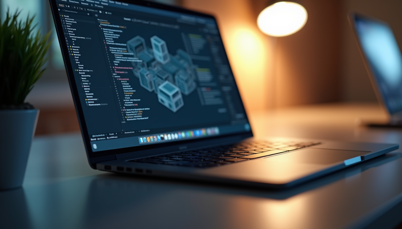 Close-up view of a laptop screen showing a design prototype