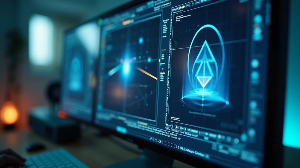 Close-up view of a computer screen showing AI-generated storyboard panels