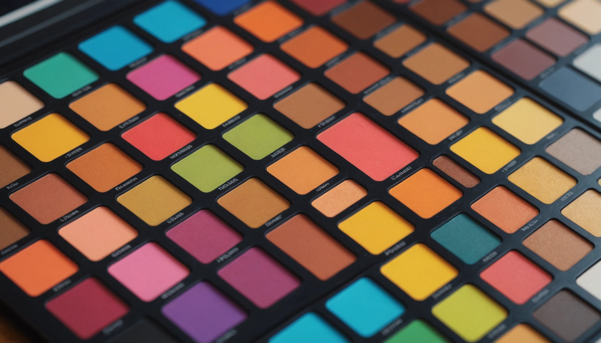 Close-up view of a digital color palette with various themes