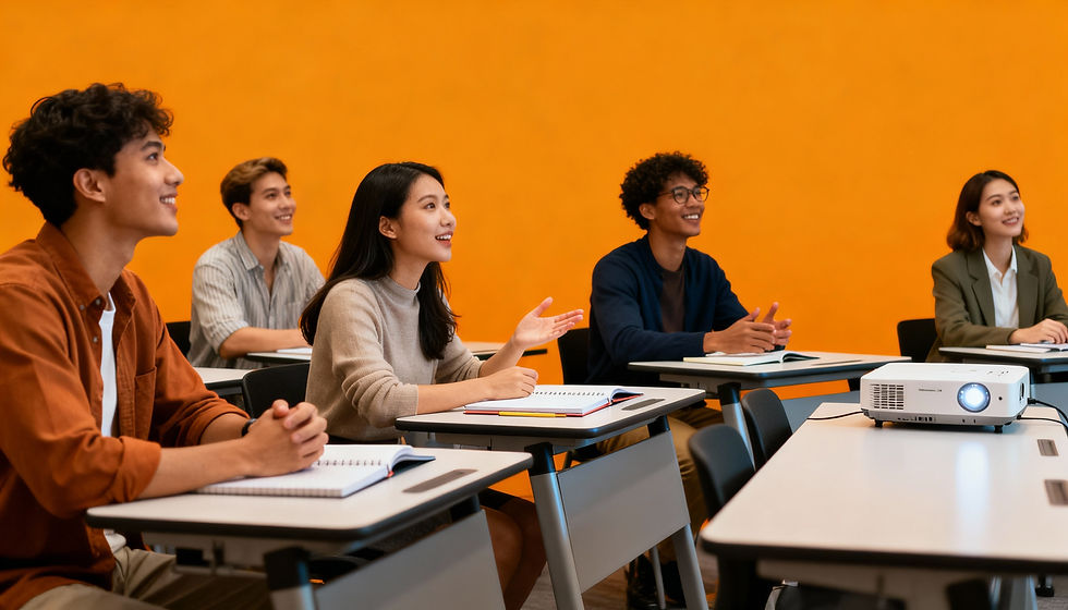 Illustration representing the course Business Communication in a modern educational setting.
