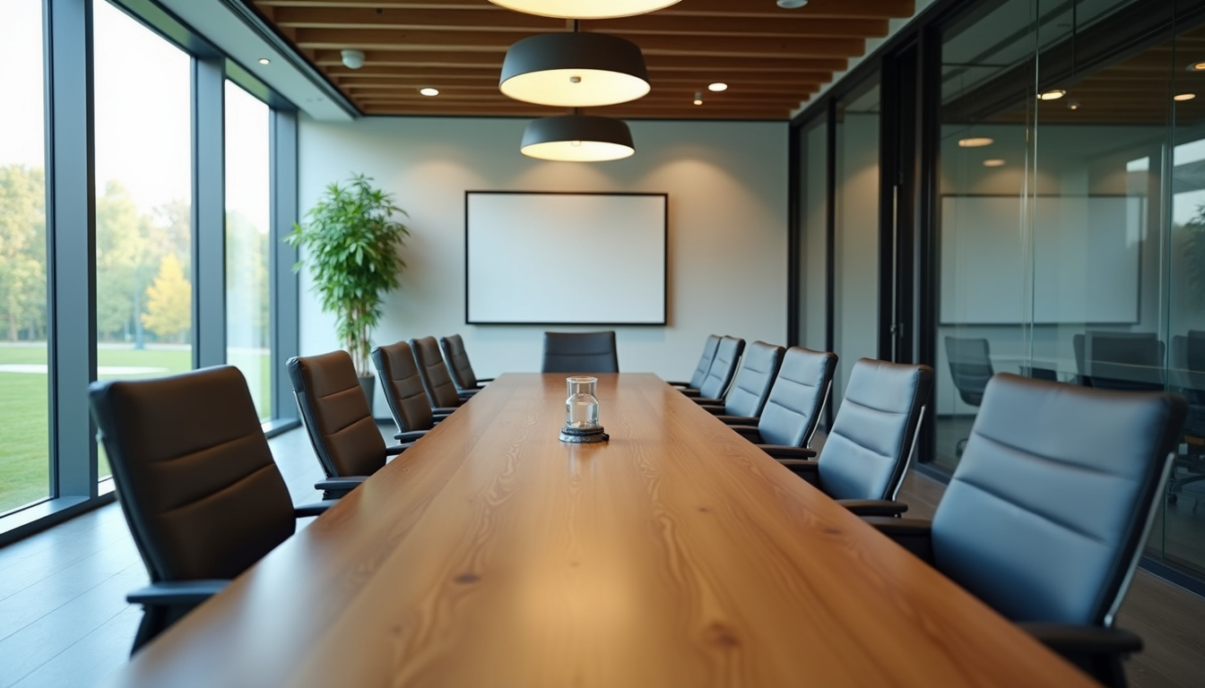 High angle view of a modern office meeting room