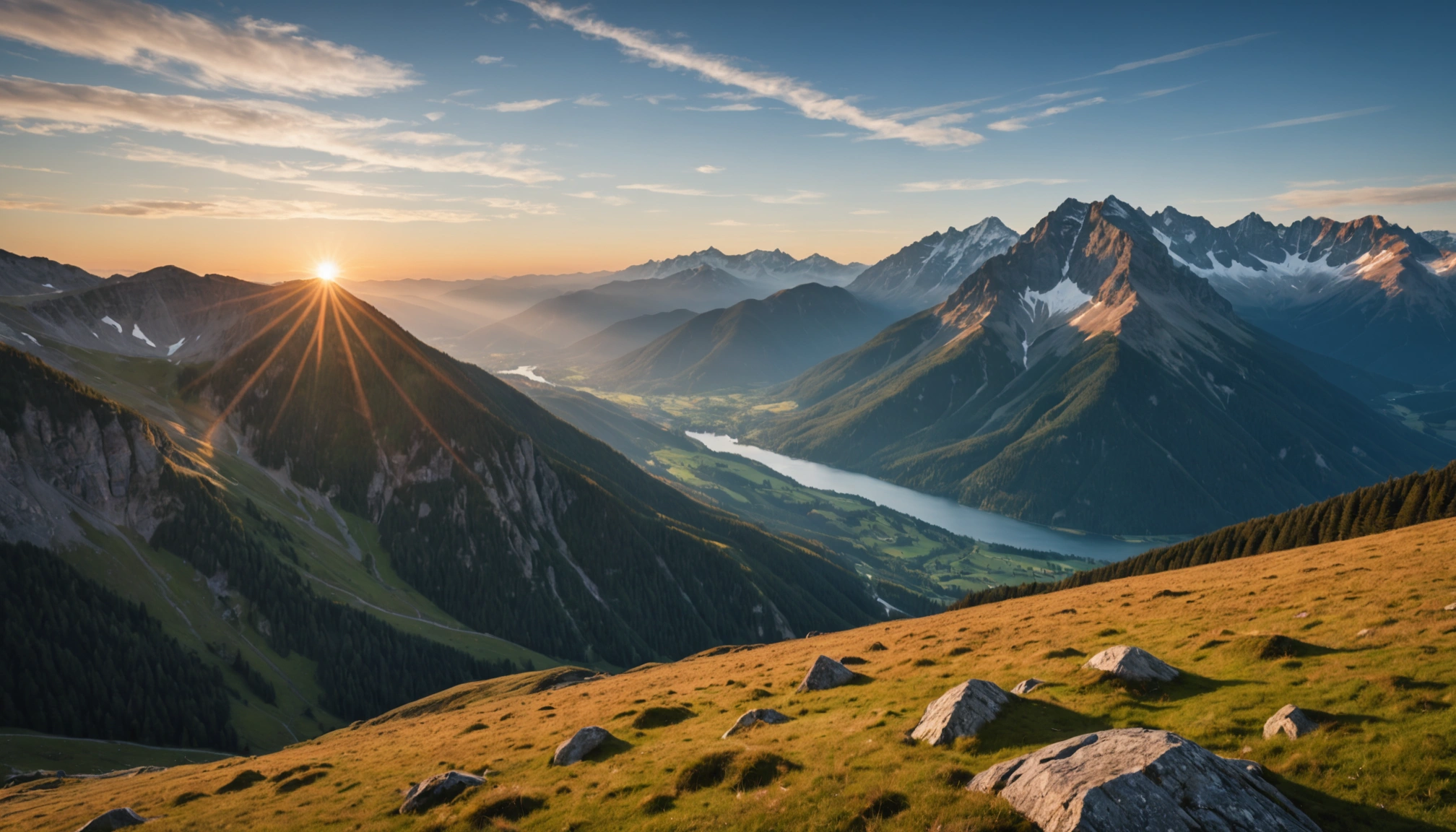 Eye-level view of serene mountain landscape