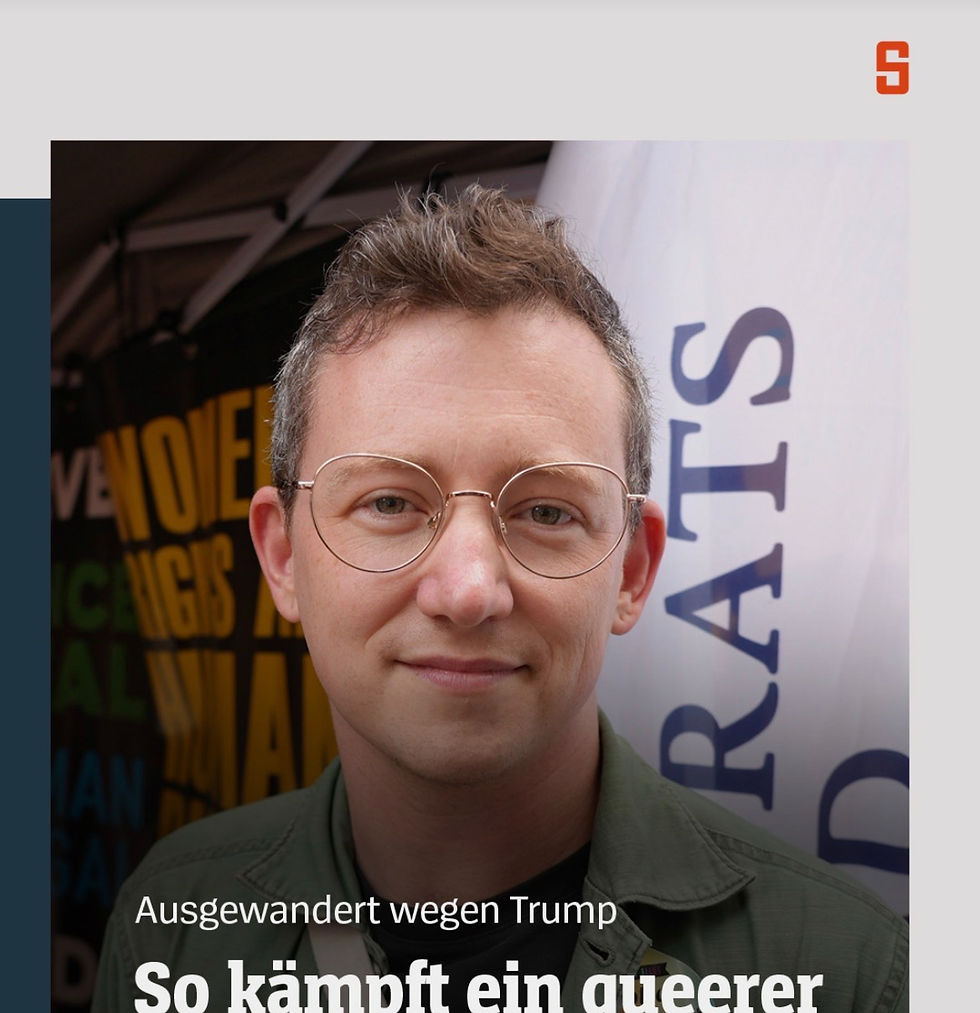 »Wir sind hier, weil ich mich als trans Person mit einem Kind in Amerika nicht mehr sicher gefühlt habe«