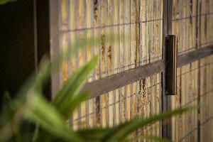 Thumbnail: Metal 2 door bamboo brass cabinet