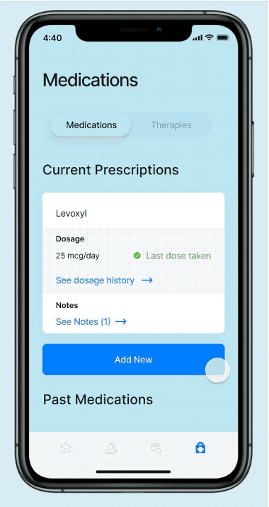 Mobile app interface for medication adherence