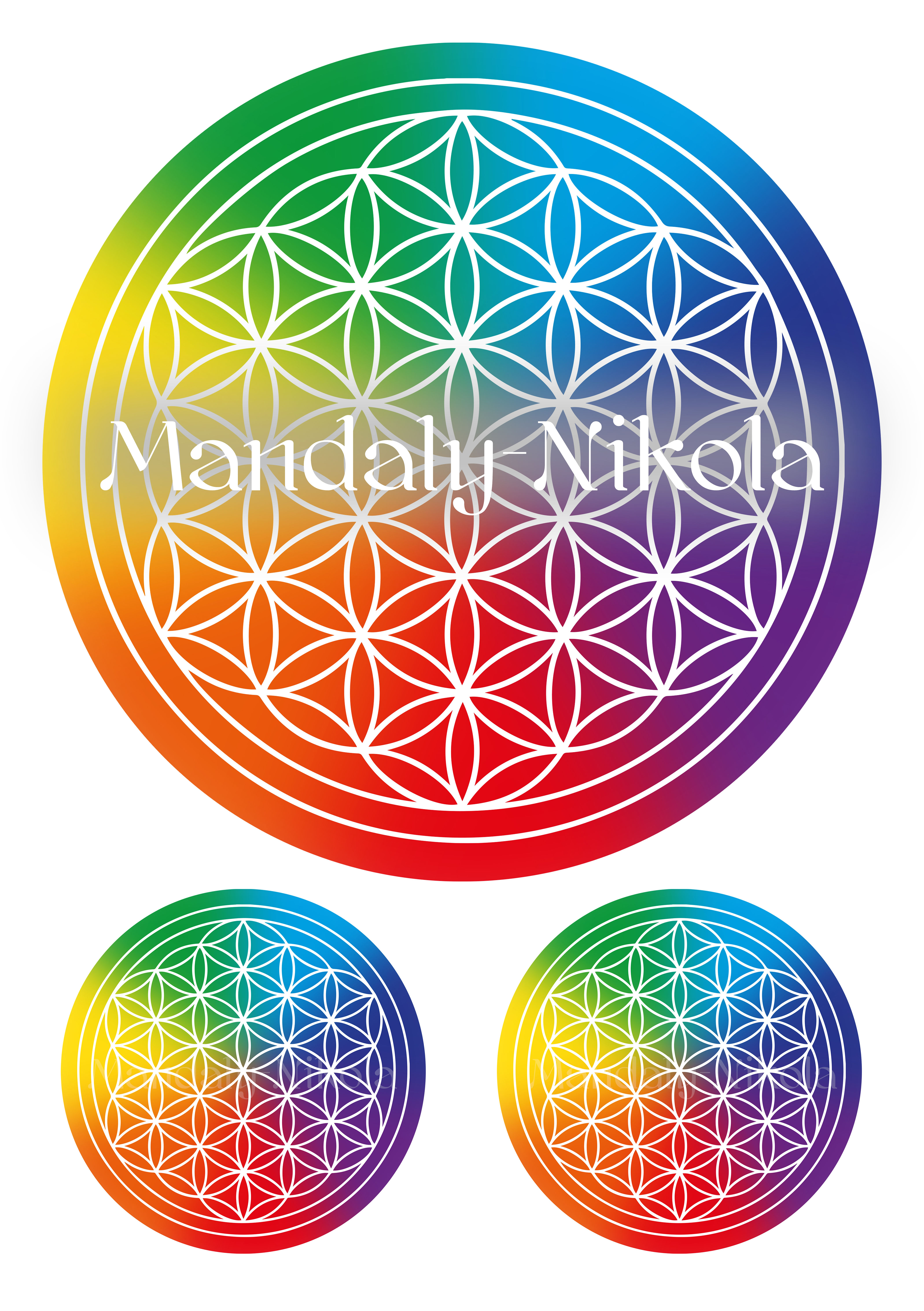 Samolepky na archu A3 - Květ života čakrový 01