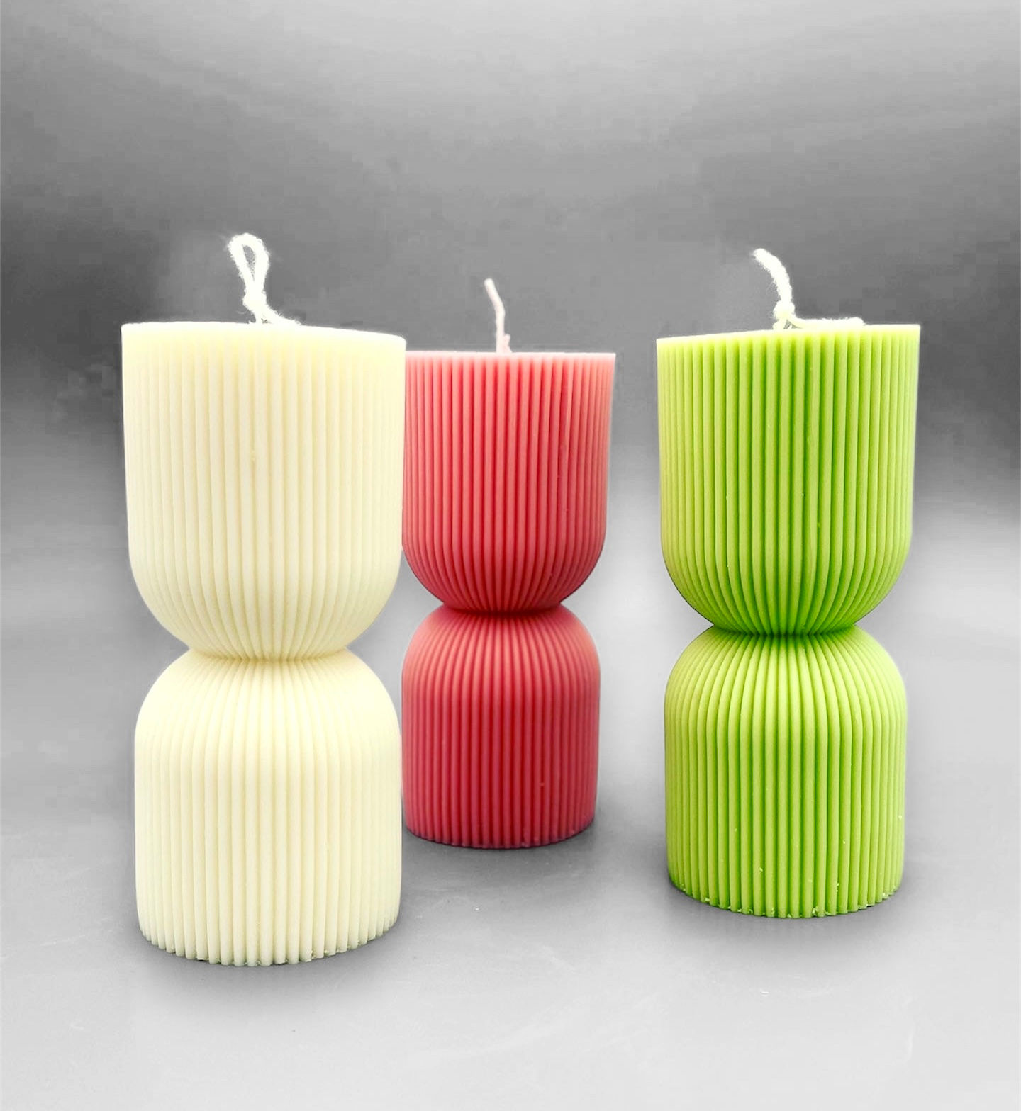 Ribbed Hourglass Pillar Candle