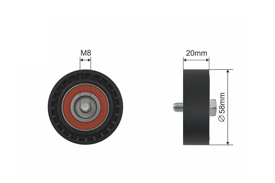 NTY PULLEY IDLER V-BELT FOR AUDI A1, SEAT ALHAMBRA IBIZA IV 05- RNK-AU-037